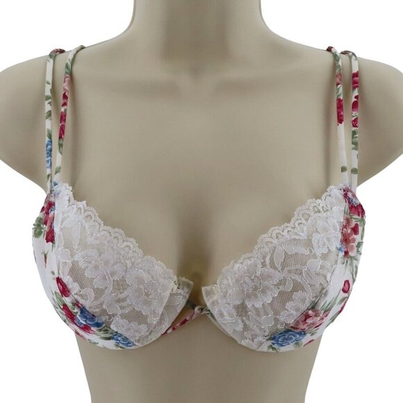 VTG Jaclyn Smith 34B Bra Underwire Lace Trim Padded Floral Flower Print Women - Picture 1 of 15